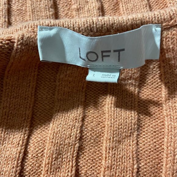 LOFT Ribbed Knit Button Front Sweater Tank Top Cotton Brown Women's Size Large - Picture 3 of 6